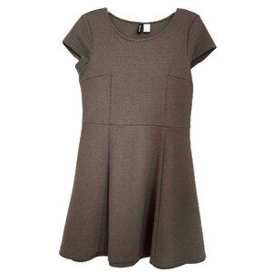 H&M Divided Olive Green Textured Fit and Flare Dress, Size 10